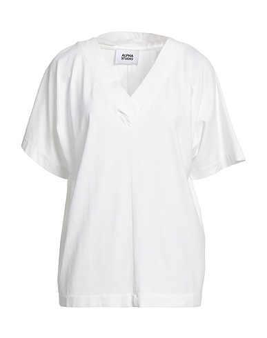 ALPHA STUDIO Basic T-Shirt White 98% Cotton, 2% Elastane