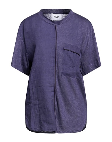 ALPHA STUDIO T-shirt Purple 100% Linen