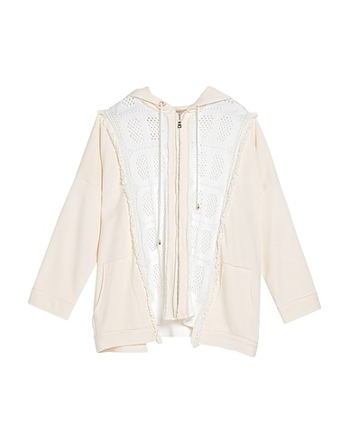TWINSET Hooded sweatshirt Beige 100% Cotton, Polyamide, Viscose