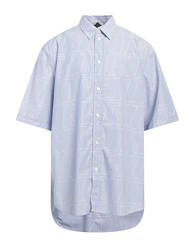 EMPORIO ARMANI Gestreiftes Hemd Azurblau 100% Baumwolle