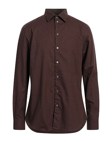 EMPORIO ARMANI Solid colour shirt Brown 100% Cotton