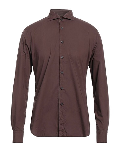 CELLINI Solid colour shirt Brown 100% Cotton