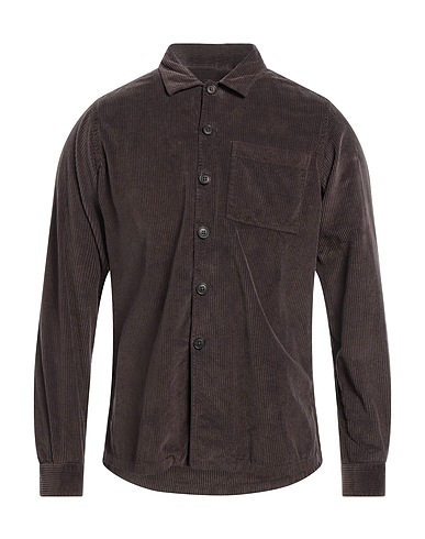 XACUS Solid color shirt Dark brown 100% Cotton