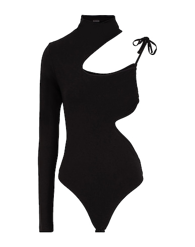 8 by YOOX TOPWEAR VISCOSE JERSEY SIDE CUT-OUT BODYSUIT
 Nero 95% Viscosa, 5% Elastan
