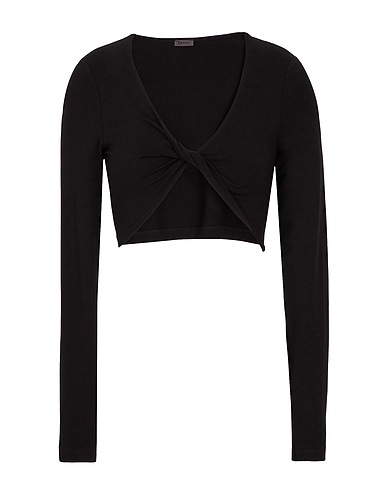 8 by YOOX Crop top VISCOSE JERSEY FRONT TWIST TOP
 Nero 95% Viscosa, 5% Elastan