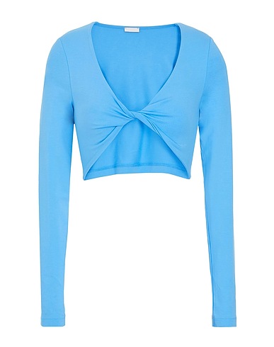 8 by YOOX Crop top VISCOSE JERSEY FRONT TWIST TOP
 Blu chiaro 95% Viscosa, 5% Elastan