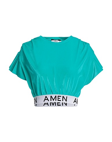 AMEN Crop top Emerald green 85% Polyamide, 15% Elastane, Polyester