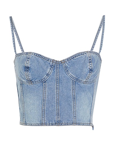8 by YOOX Bustier ORGANIC COTTON DENIM BUSTIER
 Light blue 100% Organic cotton