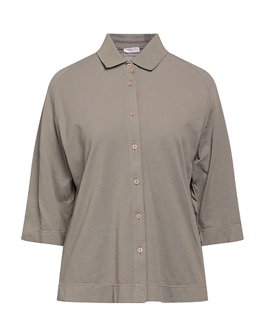 ROSSOPURO Solid colour shirts & blouses Khaki 100% Cotton