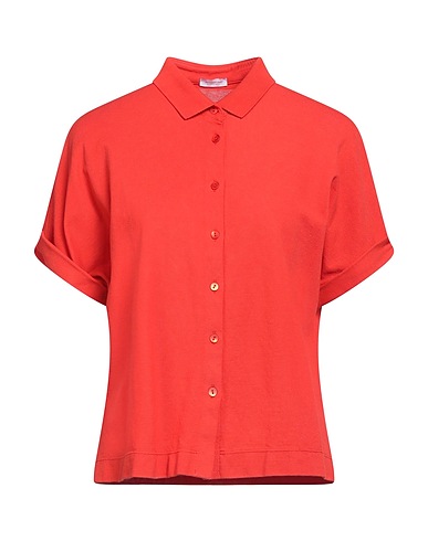 ROSSOPURO Solid color shirts & blouses Tomato red 100% Cotton