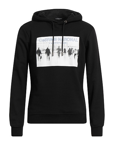 COSTUME NATIONAL Hooded track jacket  Black 100% Cotton