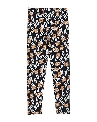 MOSCHINO TEEN Leggings Black 95% Cotton, 5% Elastane