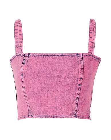 8 by YOOX Bustier PINK WASH_ORGANIC COTTON DENIM CROP TOP
 Magenta 100% Organic cotton