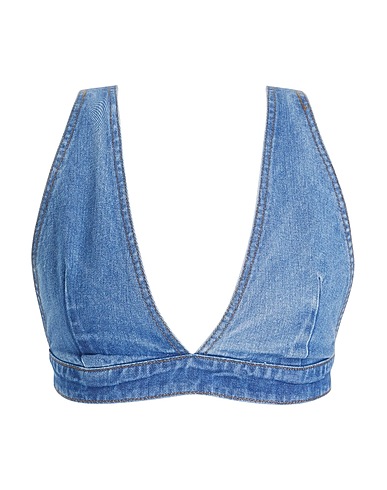 8 by YOOX Bustier ORGANIC COTTON DENIM TRIANGLE CROP TOP
 Blue 100% Organic cotton