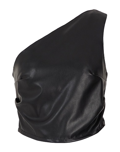 8 by YOOX One-shoulder top ONE-SHOULDER CROP TOP
 Black 100% Polyurethane