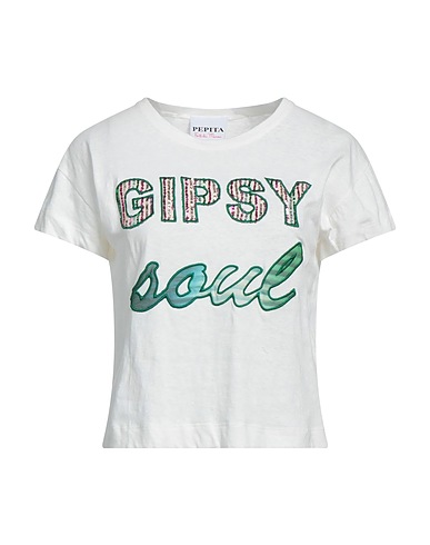 PEPITA T-shirt White 70% Cotton, 30% Linen