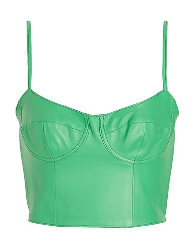 8 by YOOX Bustier LEATHER BODYCON CROP TOP
 Green 100% Lambskin