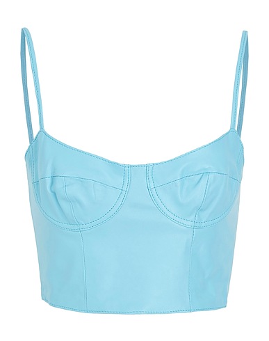 8 by YOOX Bustier LEATHER BODYCON CROP TOP
 Turquoise 100% Lambskin