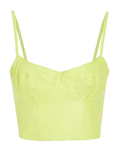 8 by YOOX Bustier LEATHER BODYCON CROP TOP
 Lime green 100% Lambskin