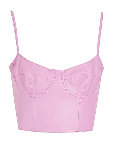 8 by YOOX Bustier LEATHER BODYCON CROP TOP
 Pink 100% Lambskin