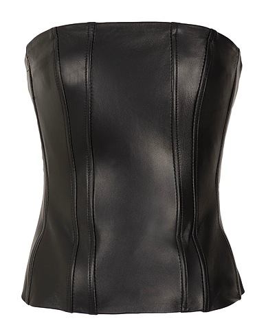 8 by YOOX Bustier LEATHER BANDEAU BUSTIER
 Black 100% Lambskin