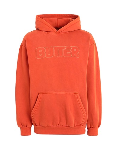 BUTTER GOODS Hooded track jacket  DISTRESSED DYE PULLOVER Orange 65% Cotton, 35% Polyester