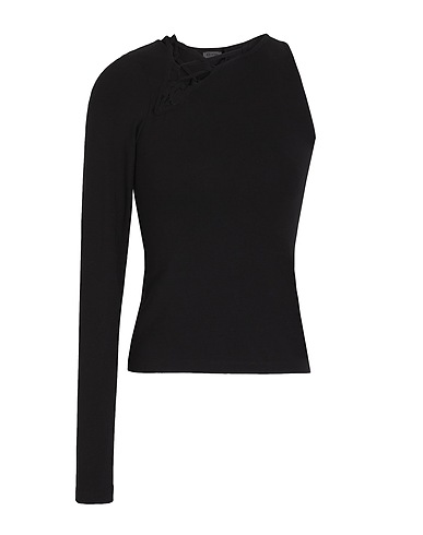 8 by YOOX Evening top VISCOSE JERSEY ONE-SHOULDER TOP
 Black 95% Viscose, 5% Elastane