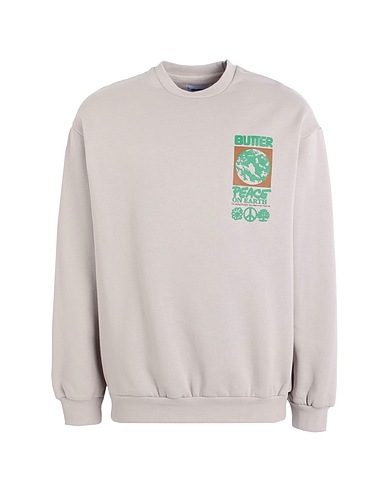 BUTTER GOODS Sweatshirt PEACE ON HEART CREW Light grey 70% Cotton, 30% Polyester