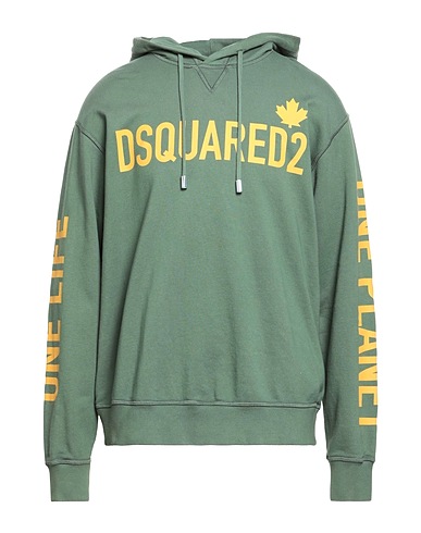 DSQUARED2 Hooded sweatshirt Military green 100% Cotton, Elastane
