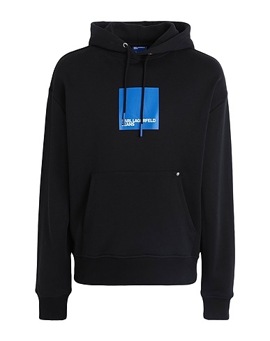 KARL LAGERFELD JEANS Hooded track jacket  KLJ LOGO HOODIE
 Black 90% Organic cotton, 10% Recycled polyester