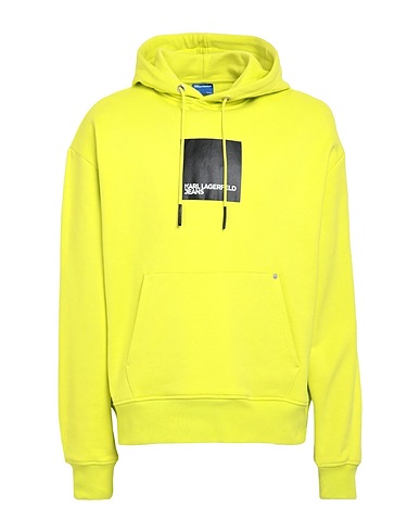 KARL LAGERFELD JEANS Hooded track jacket  KLJ LOGO HOODIE
 Lime green 90% Organic cotton, 10% Recycled polyester