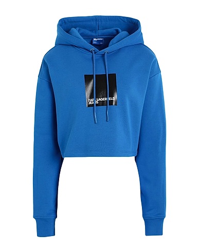 KARL LAGERFELD JEANS Hooded sweatshirt KLJ CROPPED HOODIE
 Blue 90% Organic cotton, 10% Recycled polyester