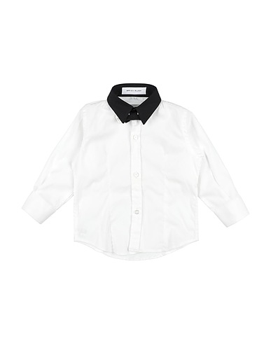 BRIAN RUSH Patterned shirt White 97% Cotton, 3% Elastane