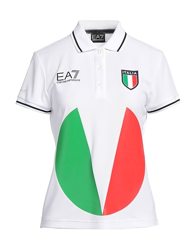 EA7 Polo shirt White 100% Cotton, Polyester, Elastane