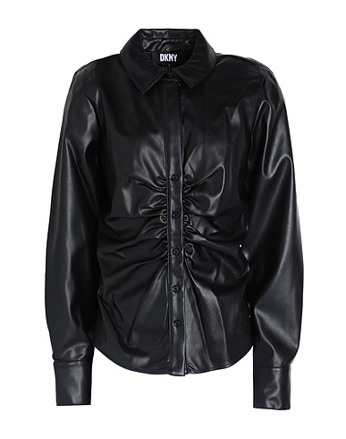 DKNY Solid colour shirts & blouses Black 100% Polyester, Polyurethane coated