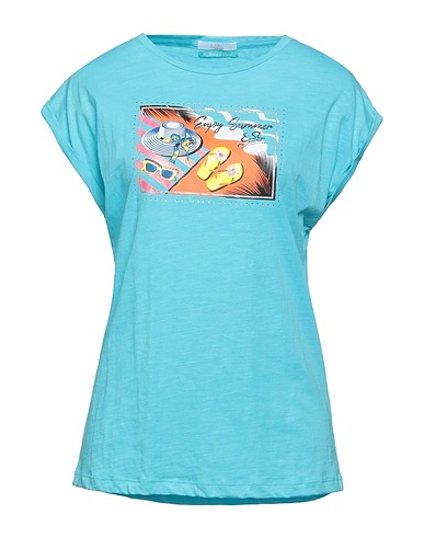 YES ZEE by ESSENZA T-shirt Turchese 100% Cotone