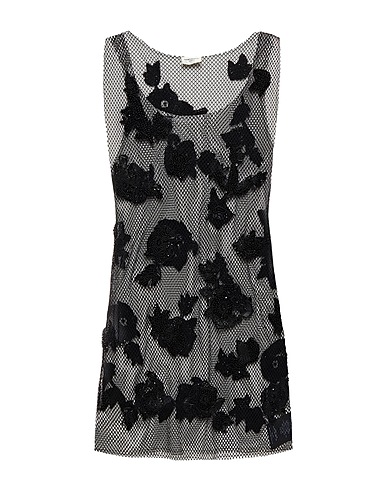 SAINT LAURENT Top Black 100% Polyester, Glass