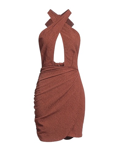 OW COLLECTION Vestito corto Cuoio 97% Poliestere, 3% Elastan