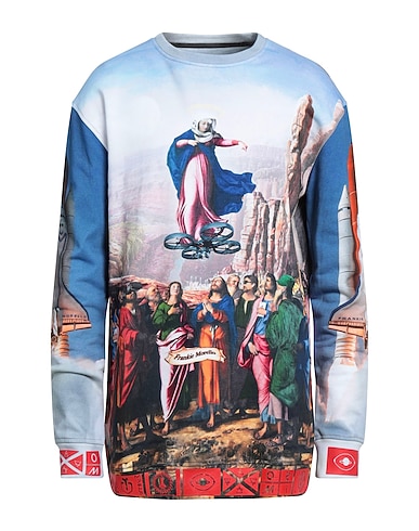 FRANKIE MORELLO Sweatshirt Sky blue 95% Cotton, 5% Elastane