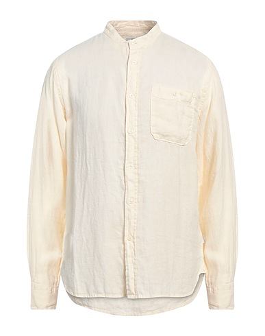 WOOLRICH Camicia in lino BAND COLLAR LINEN SHIRT  Panna 100% Lino