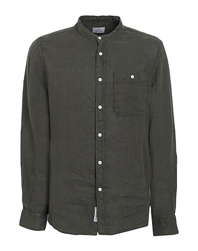 WOOLRICH リネンシャツ BAND COLLAR LINEN SHIRT  ミリタリーグリーン リネン 100%