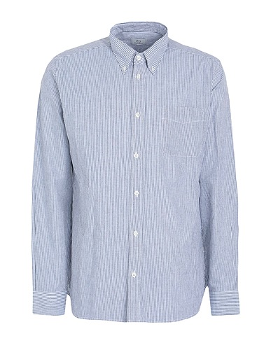 WOOLRICH Striped shirt COTTON LINEN STRIPE SHIRT Navy blue 66% Cotton, 34% Linen