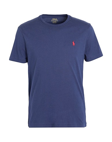 POLO RALPH LAUREN Basic T-Shirt CUSTOM SLIM FIT JERSEY CREWNECK T-SHIRT
 Navy blue 100% Cotton