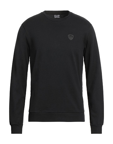EA7 Sweatshirt Black 100% Cotton, Elastane