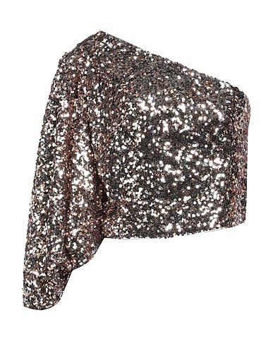 TWINSET One-shoulder top Bronze 100% Polyester, Elastane