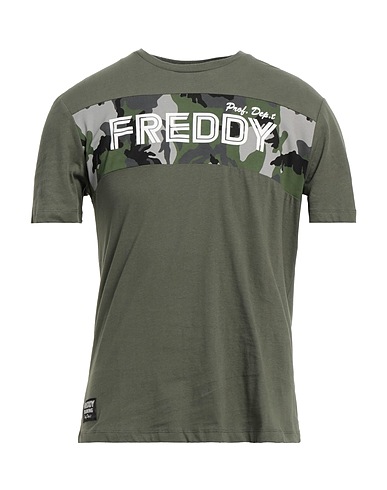 FREDDY T-shirt Verde militare 100% Cotone