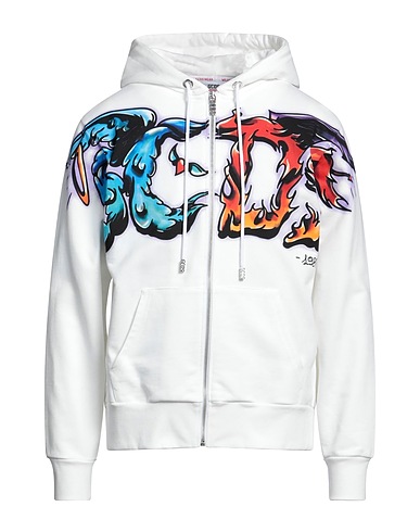 GCDS Hooded track jacket  White 100% Cotton