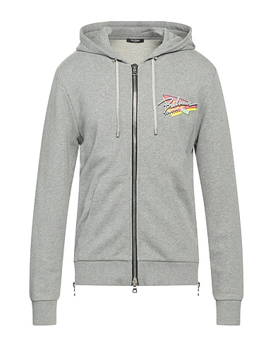 BALMAIN Hooded track jacket  Grey 100% Cotton, Elastane