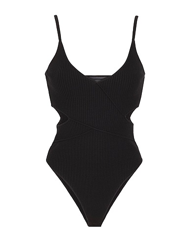8 by YOOX TOPS VISCOSE BLEND KNIT CUT OUT BODY
 Schwarz 83% Viskose, 15% Recyceltes Polyamid, 2% Elastan