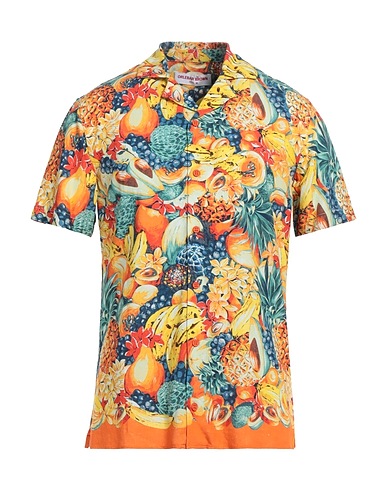 ORLEBAR BROWN Patterned shirt X WHAM! Orange 80% Viscose, 20% Linen
